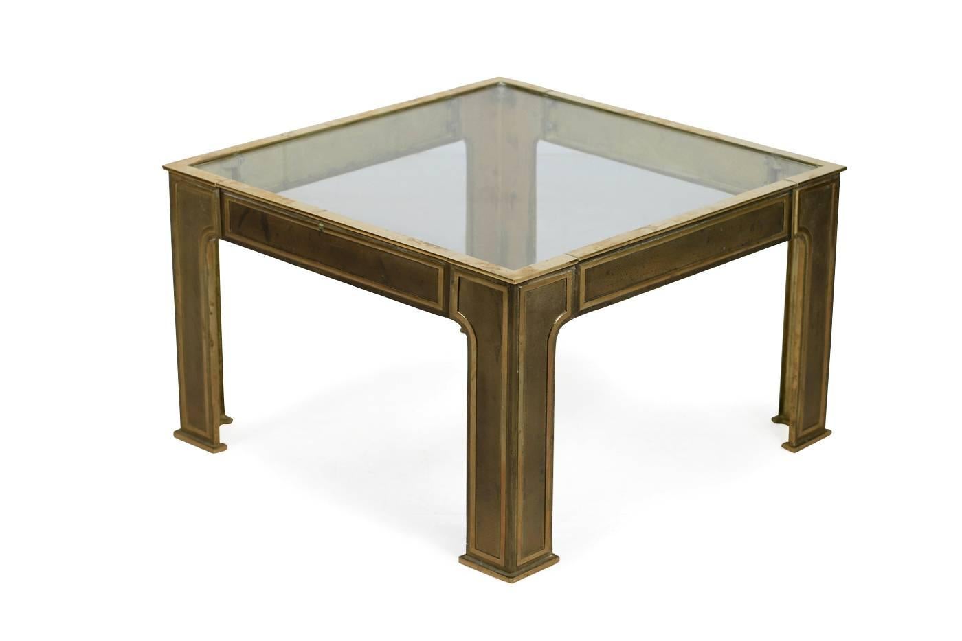 German Solid Brass 1960s Coffee Table with Clear Glass Mid-Century Modern For Sale
