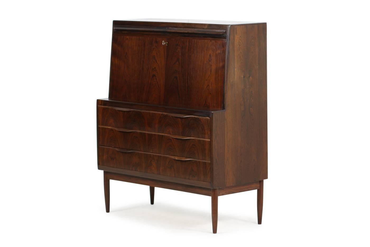 Beautiful 1960s Erling Torvits Secretary Rosewood and Brass Mid-Century Desk 3
