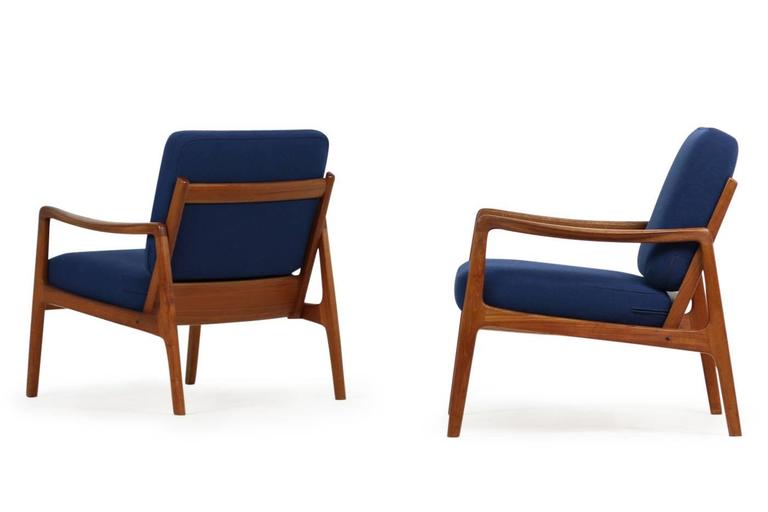 pair of 1960s ole wanscher mod. 109 teak easy lounge chairs danish modern