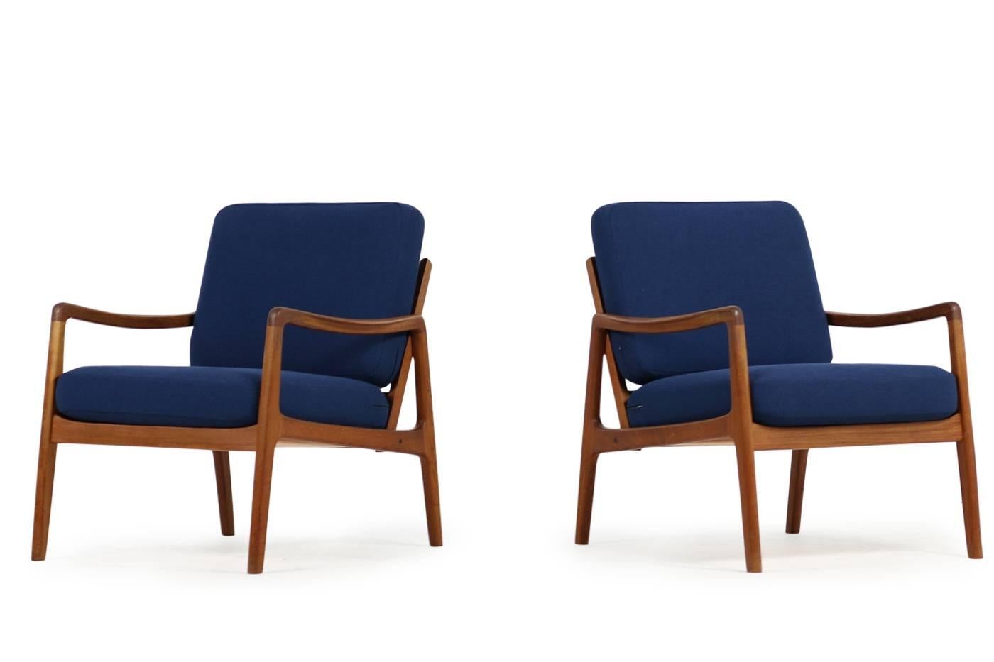 Pair of 1960s Ole Wanscher Mod. 109 Teak Easy Lounge Chairs Danish Modern In Excellent Condition For Sale In Hamminkeln, DE