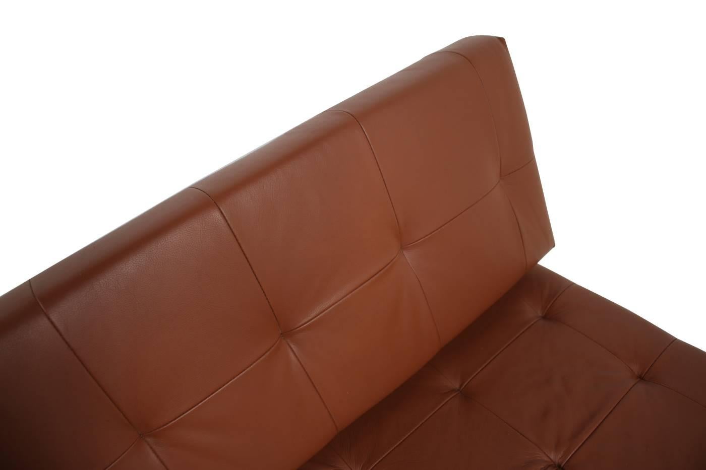 Mid-Century Modern Beautiful 1960s Florence Knoll Custom Daybed Sofa Cognac Leather, Mid-Century