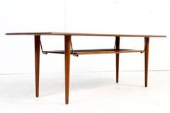 1960s Peter Hvidt Coffee Table in Teak, Cane and Brass Danish Modern Design
