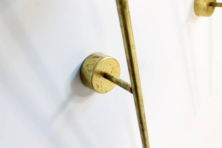Pair of Beautiful Long Italian Wall Lights Brass Sconces in Stilnovo Style For Sale at 1stdibs