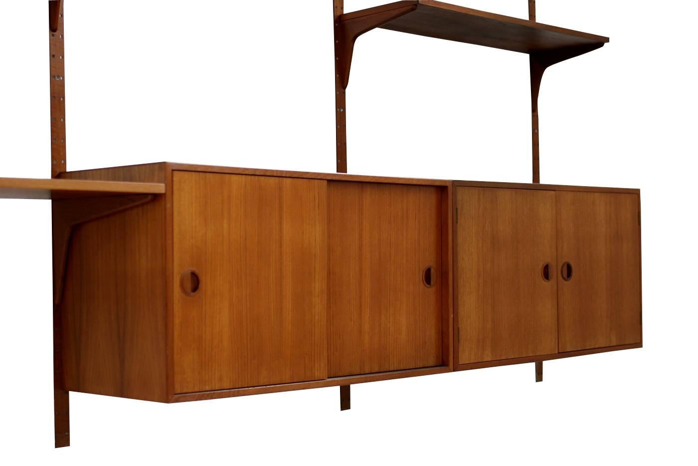 Large Danish 1960s Teak Wall Unit by Rud Thygesen for Hg Møbler Shelving System In Excellent Condition In Hamminkeln, DE