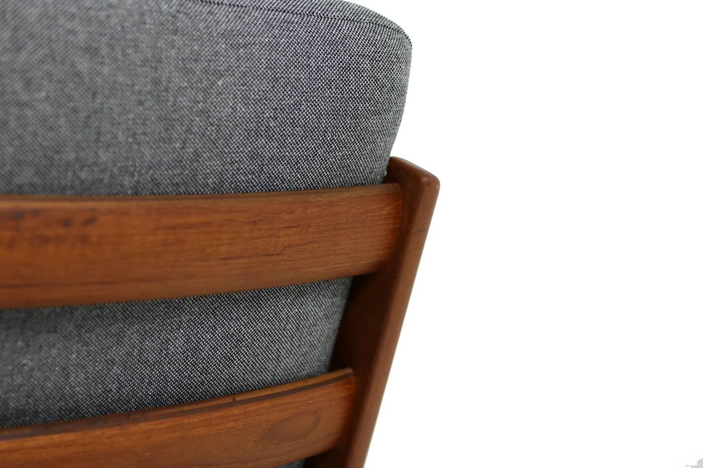 Fabric Pair of 1960s Ole Wanscher Teak Easy Lounge Chairs Senator Series Cado, Denmark