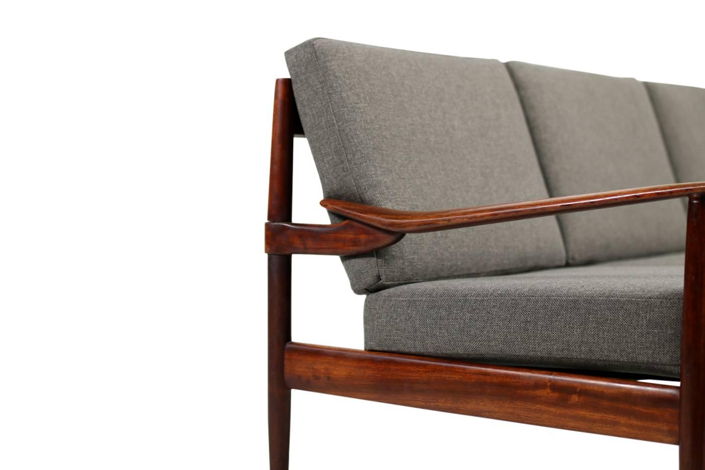 Unique Sculptural, 1960s Sofa Scandinavian Mid-Century Modern Mahogany Organic 1