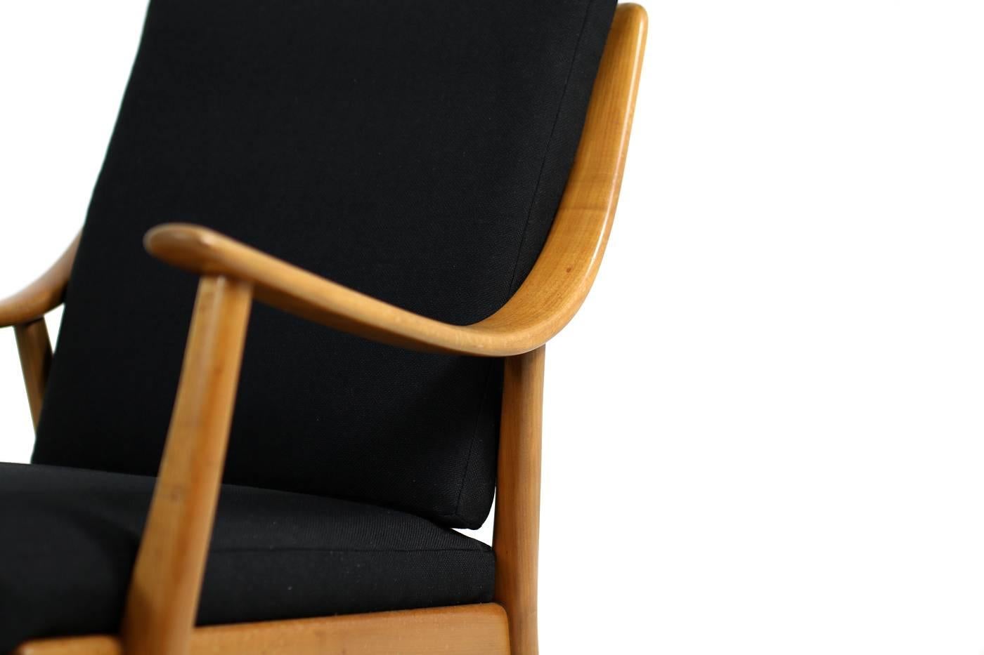 German Very Rare Pair of 1950s Mid-Century Modern Beechwood Easy Lounge Chairs