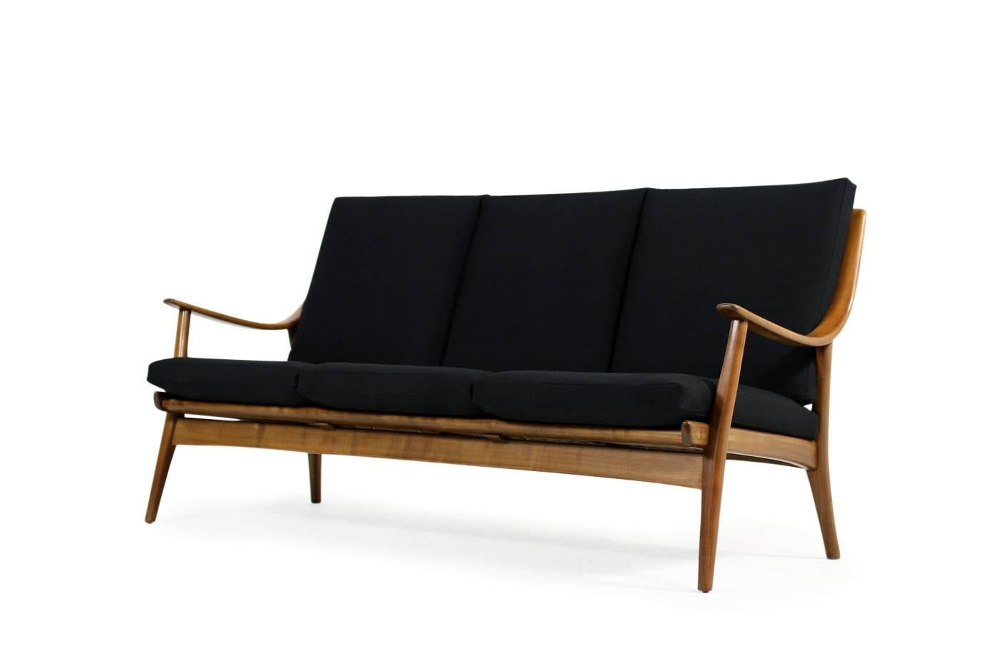 Beautiful and Very Rare, 1950s Sofa Mid-Century Modern Design Beechwood In Good Condition In Hamminkeln, DE