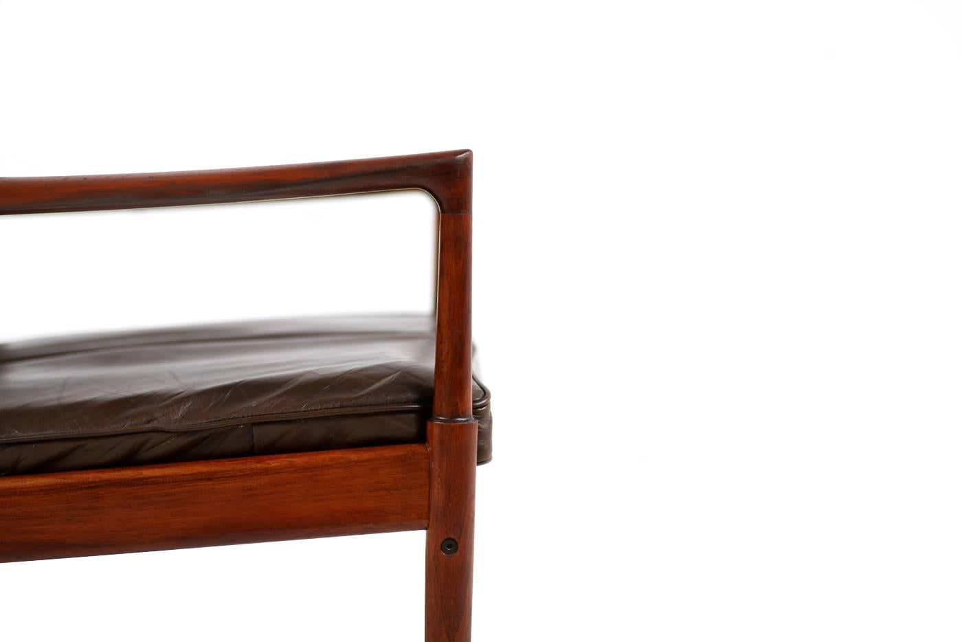 1960er Jahre Ib Kofod Larsen Lounge Easy Chair „Sams“ aus braunem Leder OPE, Schweden im Angebot 2