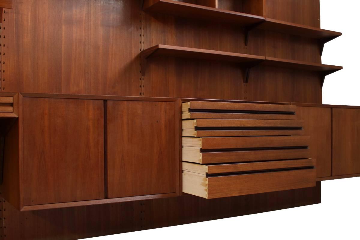 teak wall shelf system