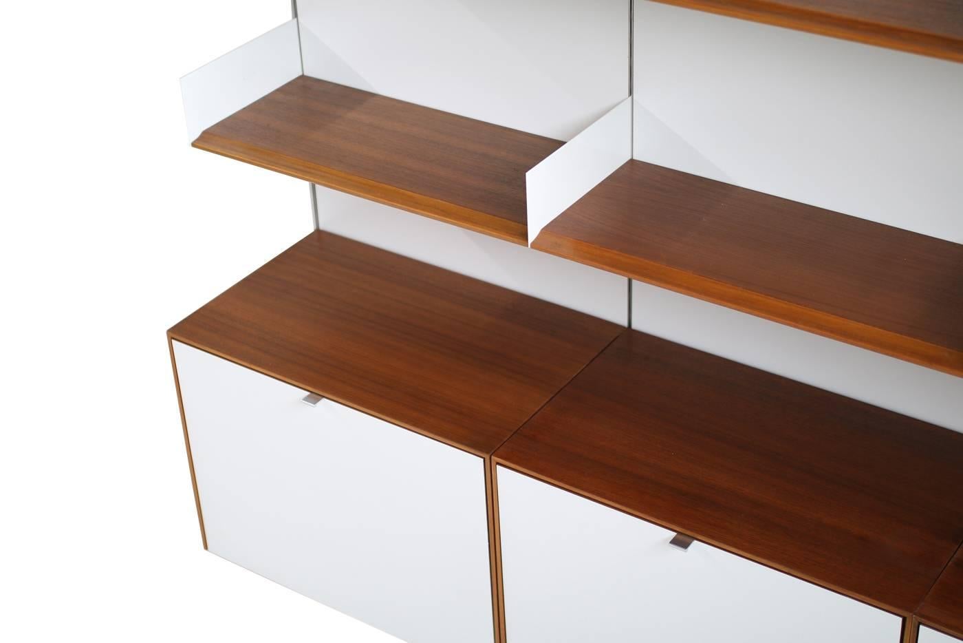 Mid-20th Century Rare 1960s Florence Knoll Teak Wall Mounted Sideboard & Shelving Modular System