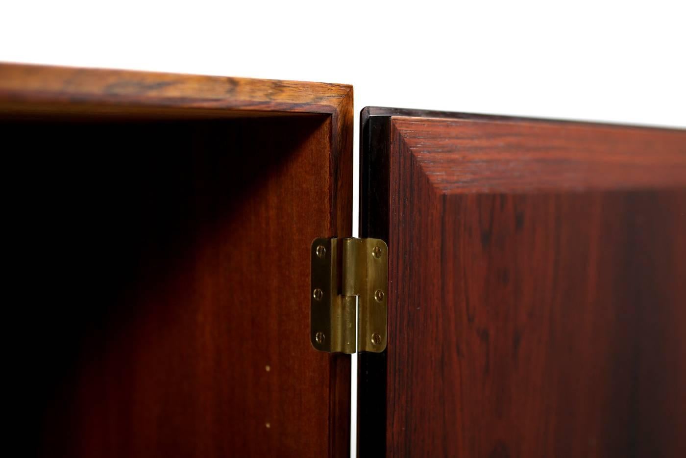 Mid-Century Modern Exclusive 1960s Kai Winding Rosewood Sideboard with Drawers Poul Jeppesen Brass For Sale