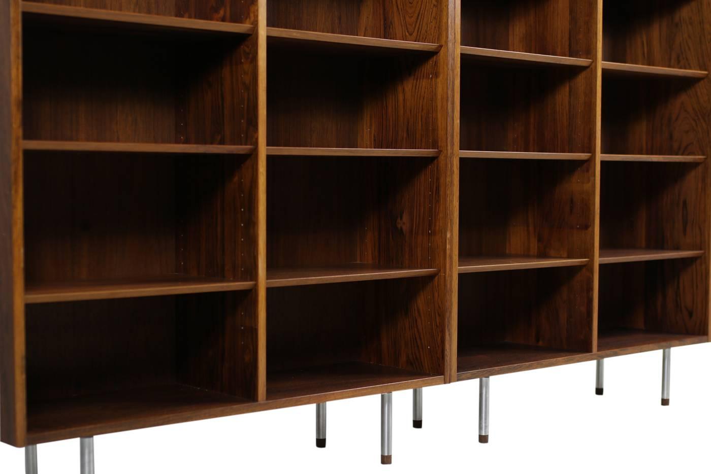 Mid-20th Century Large Pair of 1960s Poul Hundevad Bookcases Rosewood Danish Modern Shelves