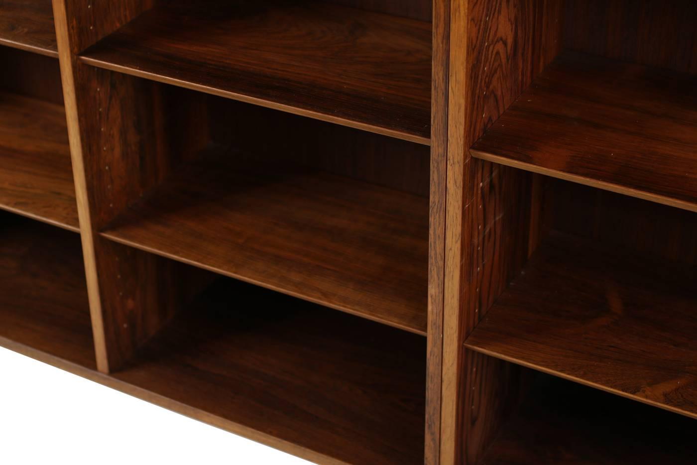 Veneer Large Pair of 1960s Poul Hundevad Bookcases Rosewood Danish Modern Shelves