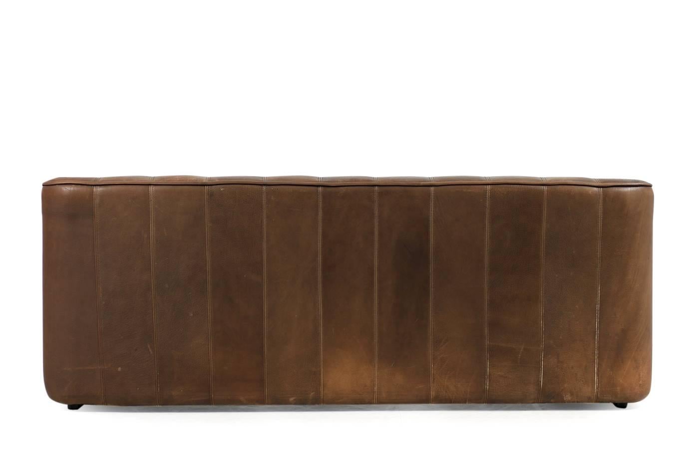 Swiss Beautiful 1970s De Sede DS 44 Sofa Set Brown Dark Cognac Buffalo Leather 