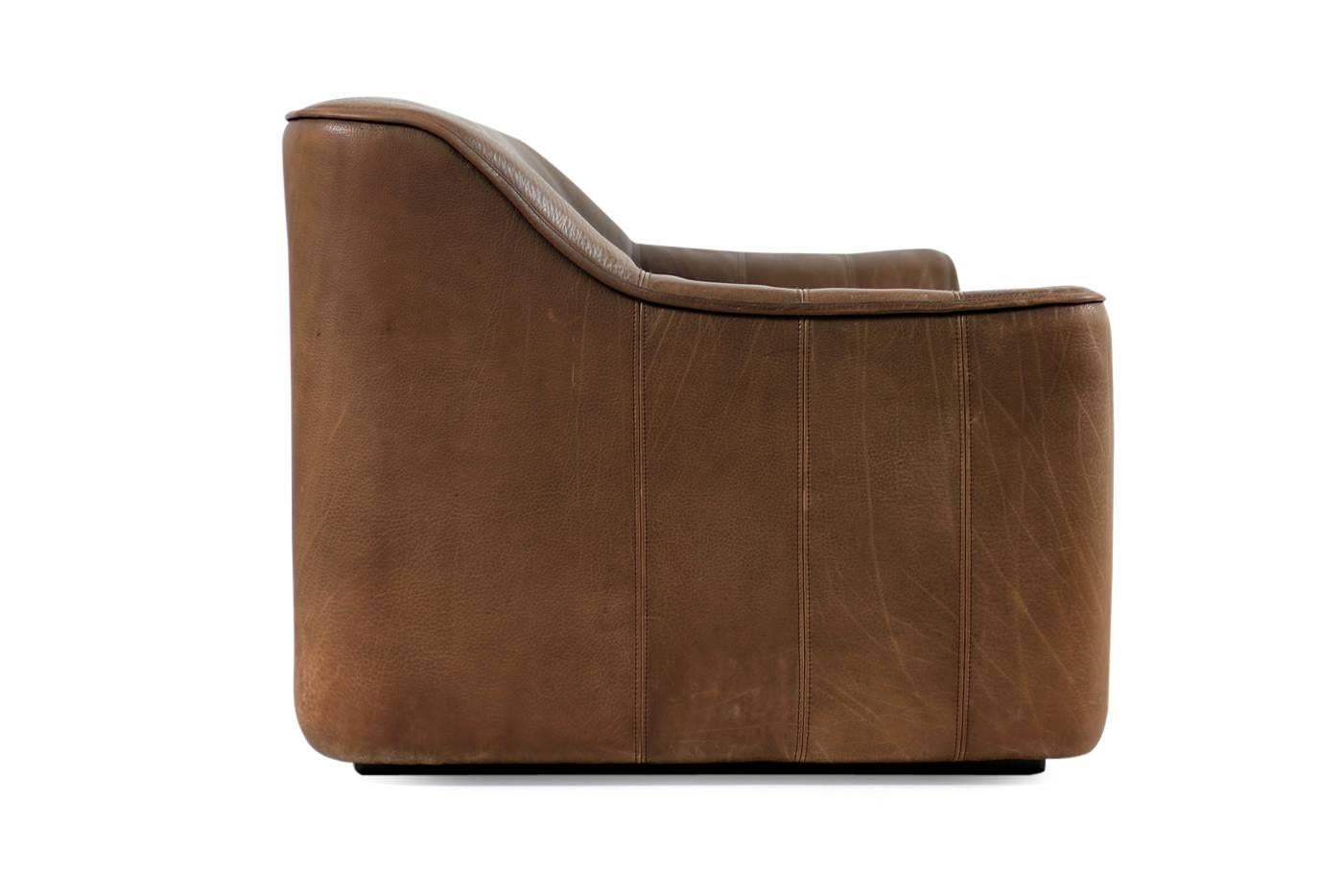 Beautiful 1970s De Sede DS 44 Sofa Set Brown Dark Cognac Buffalo Leather  In Good Condition In Hamminkeln, DE