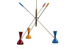 Amazing Italian Adjustable Three-Arm 'Triennale' Brass Lamp Stilnovo Style