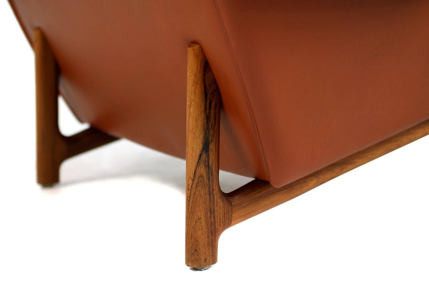 Exclusive 1960s Ib Kofod Larsen Lounge Chair 'Adam' Rosewood & Cognac Leather (Dänisch)