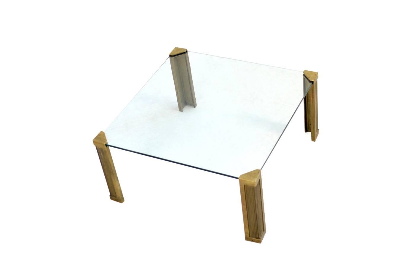 Vintage 1970s Peter Ghyczy Brass and Glass Coffee Table Mod. T14 For Sale 2