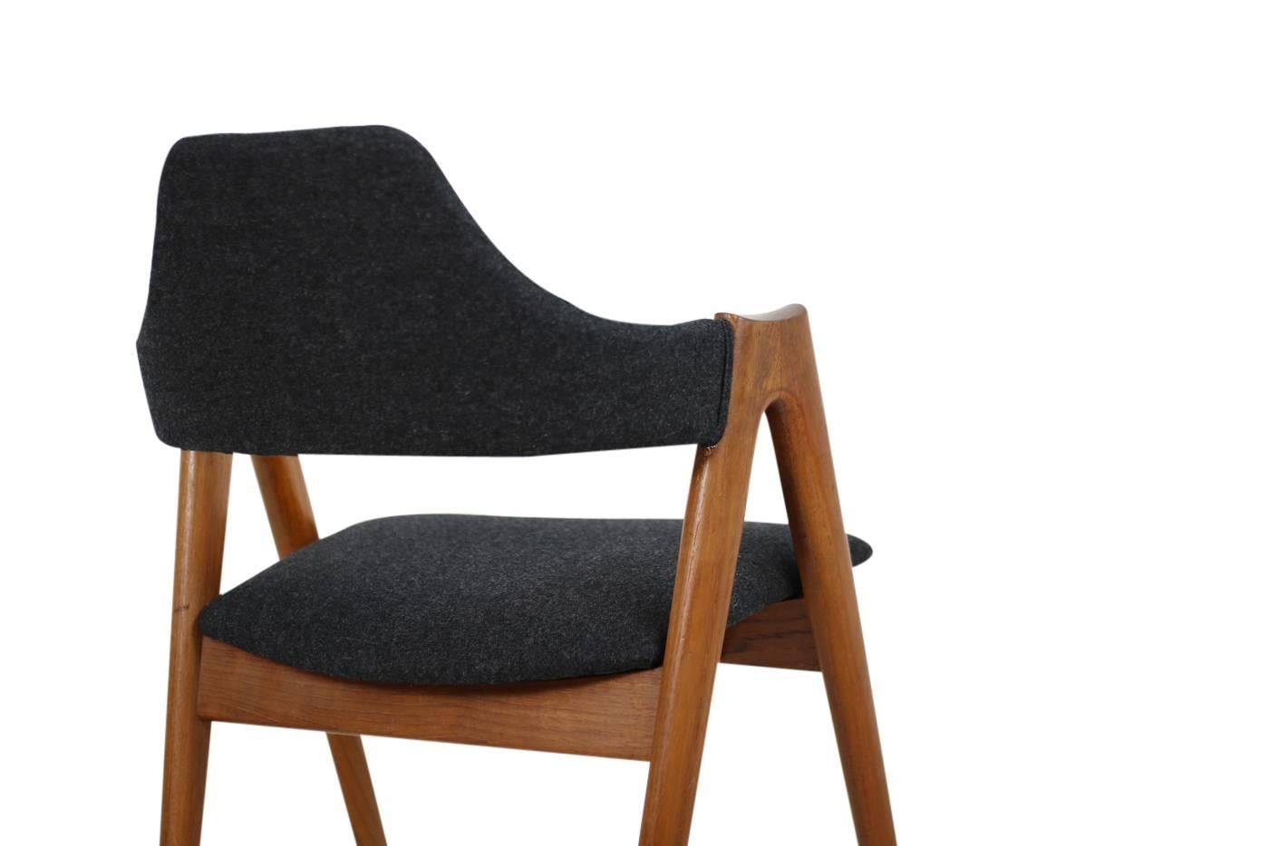 Fabric Set of Six Kai Kristiansen Teak Dining Chairs 1960s Model Compass SVA Møbler