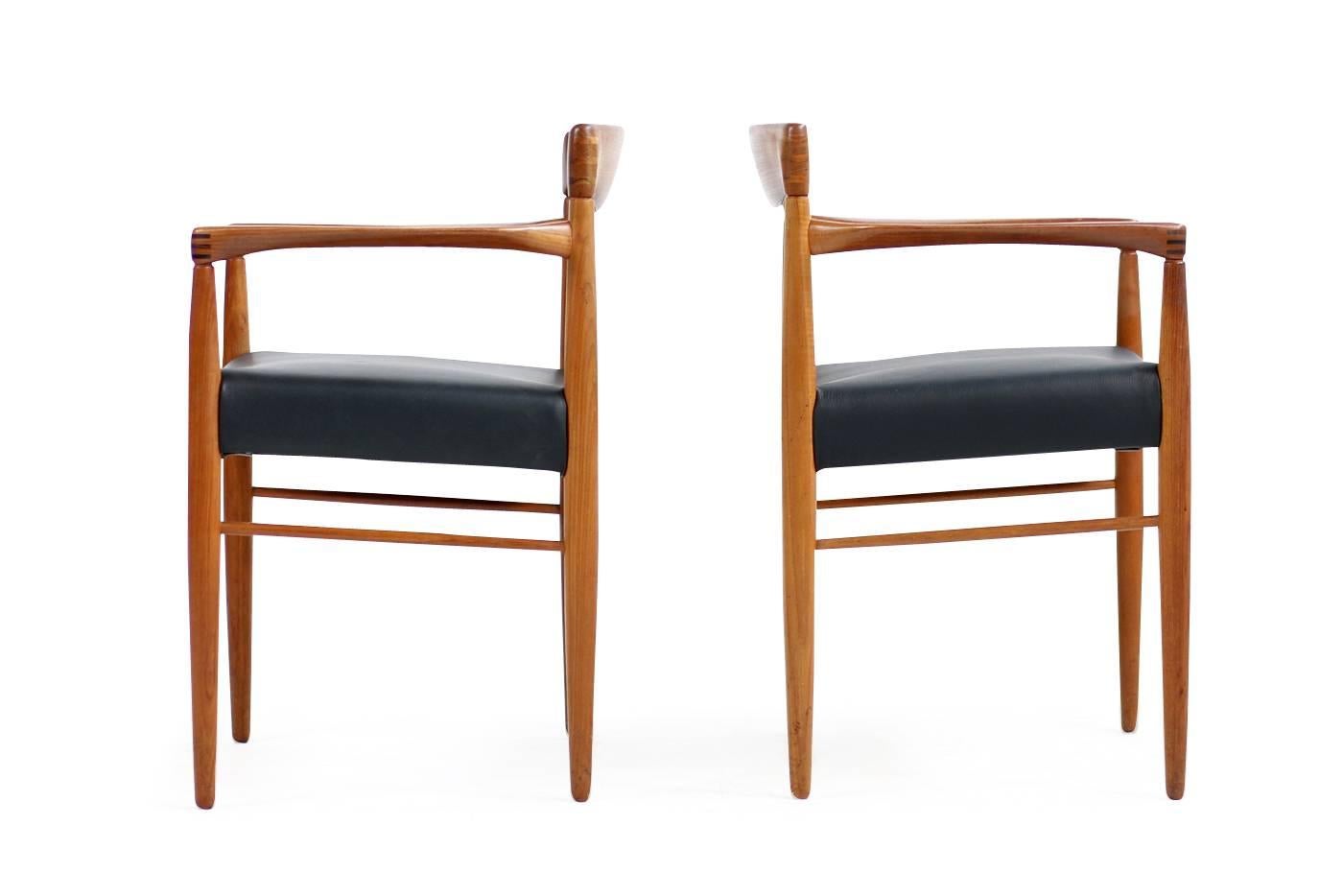 Pair of 1960s H.W. Klein for Bramin Teak and Leather Armchairs Danish Modern In Excellent Condition In Hamminkeln, DE
