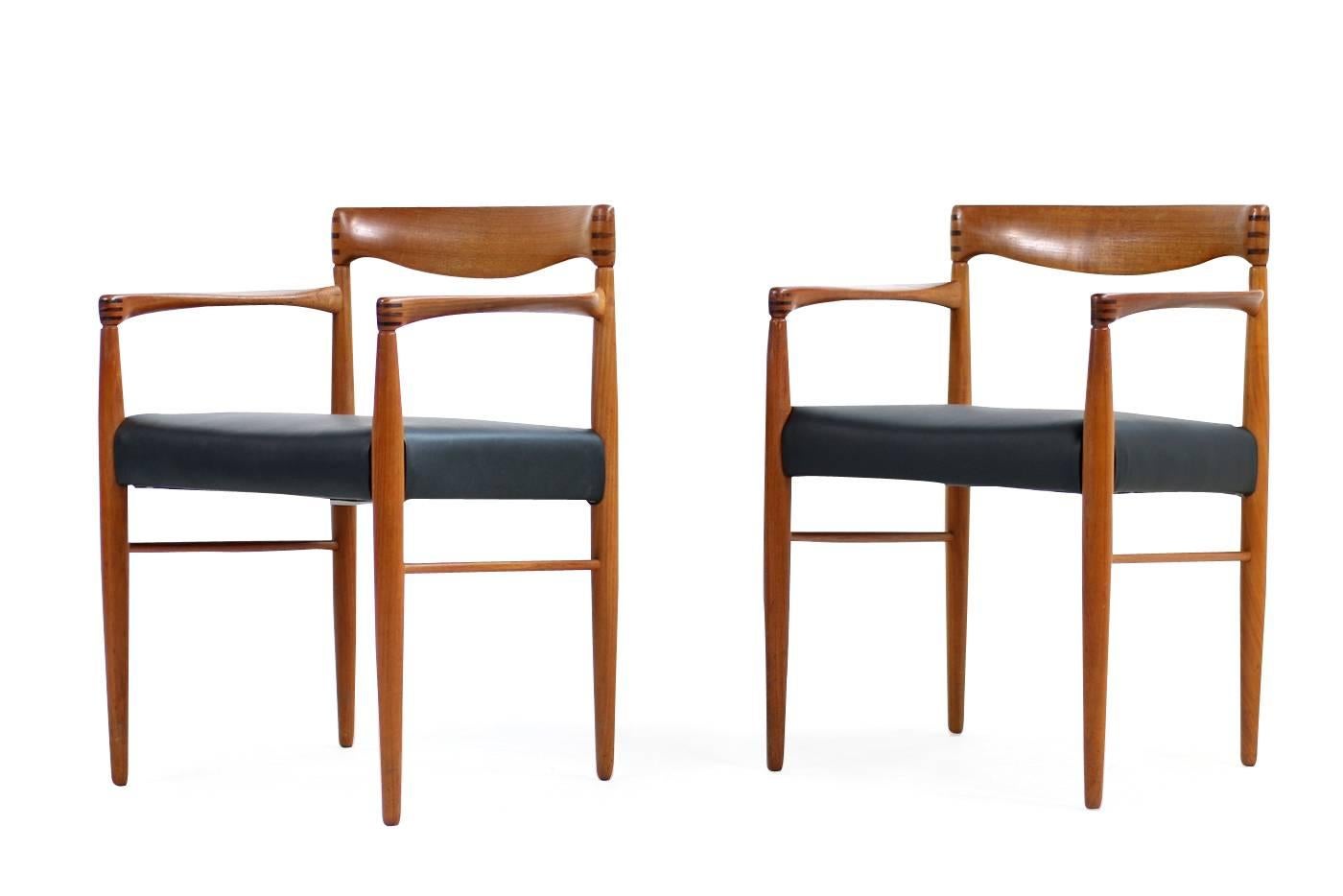 Pair of 1960s H.W. Klein for Bramin Teak and Leather Armchairs Danish Modern 3