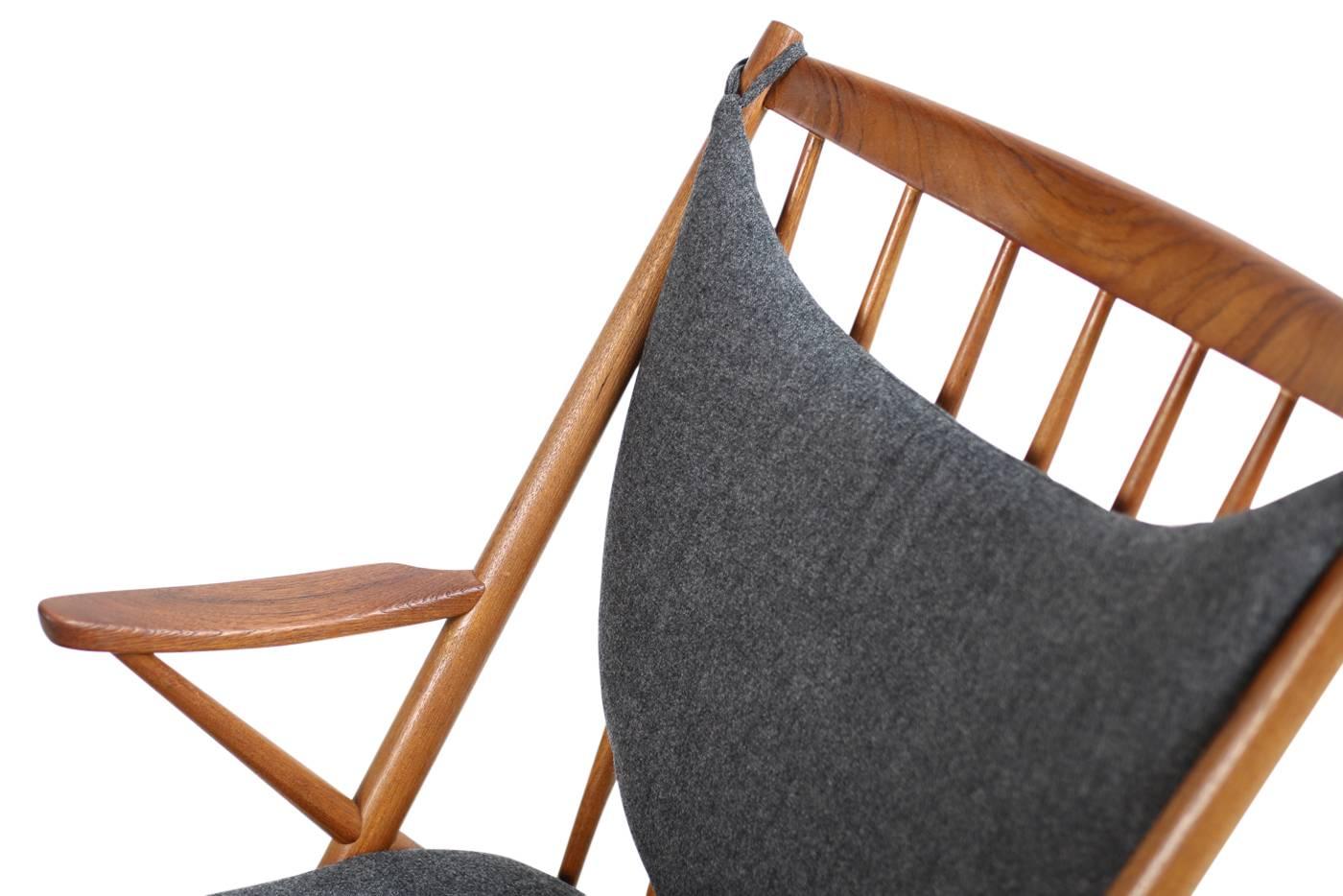 Beautiful 1960s Frank Reenskaug Bramin Rocking Chair Teak & Wool Danish Modern 2