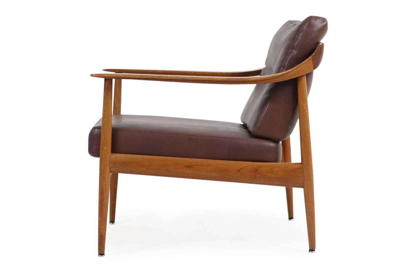 Allemand 1960s Teck Easy Louhge Chair & Cuir Knoll Antimott Mid-Century Modern No. 1