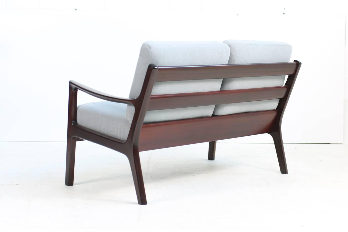Mid-Century Modern Ole Wanscher, 1960s, Danish Two-Seat Sofa P. Jeppesen Mahogany Senator Series