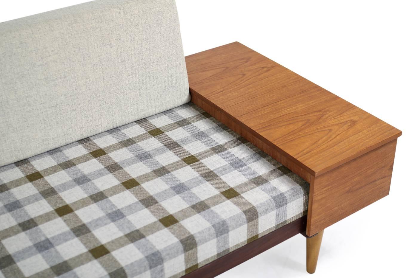 Fabric 1950s Norwegian Teak & Beechwood Extendable Daybed Svane Møbler Norway Sofa #2