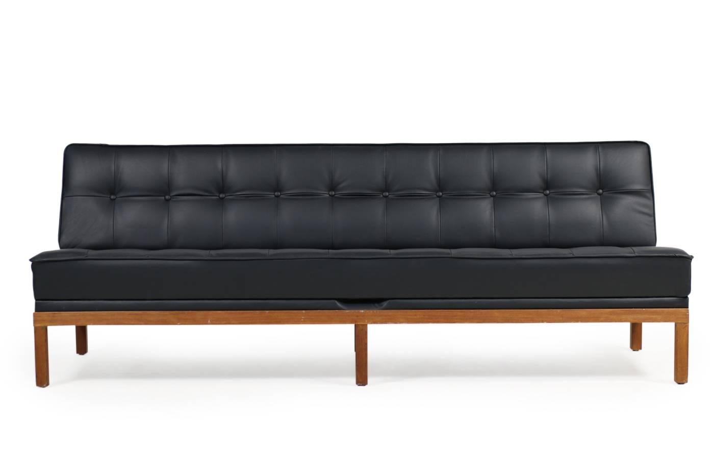 Beautiful 1960s daybed by Johannes Spalt for Wittmann, model Constanze, super rare with the teak wooden base, the upholstery was renewed and the daybed was professionally covered with high quality leather, perfect work, amazing condition, by one