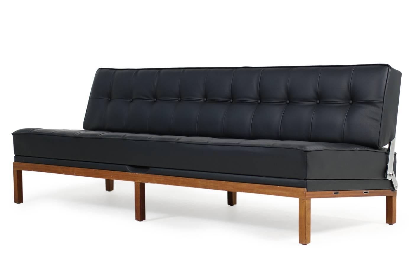 Metal 1960s Daybed by Johannes Spalt Mod. 'Constanze' for Wittmann Teak & Leather Sofa