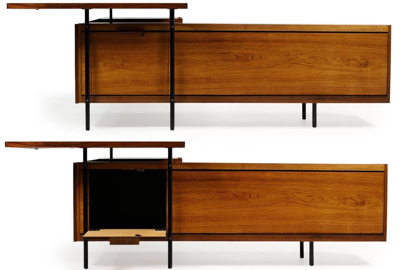 Lucite Rare Sven Ivar Dysthe 1960s Executive Desk & Sideboard for Dokka, Leather For Sale