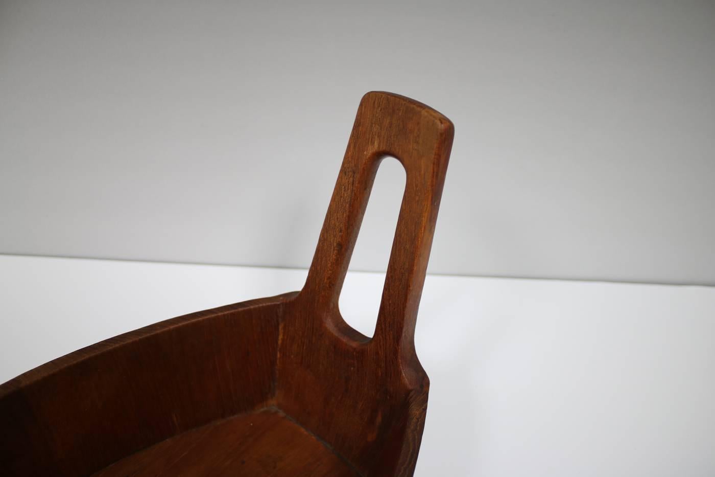 Mid-Century Modern 1950s Sculptural Teak Bowl by Anri Form, Italy, Midcentury Italian Modern Design For Sale