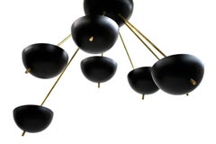 Italian Modern Flush Mount Starburst Brass Bowl Chandelier Stilnovo Style
