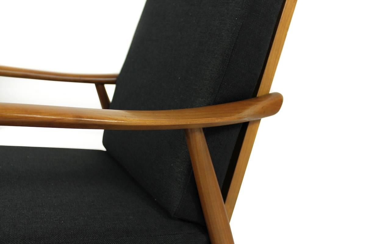 Mid-Century Modern Pair of beautiful scandinavian Mid Century sculptural walnut Easy Chairs 1960s