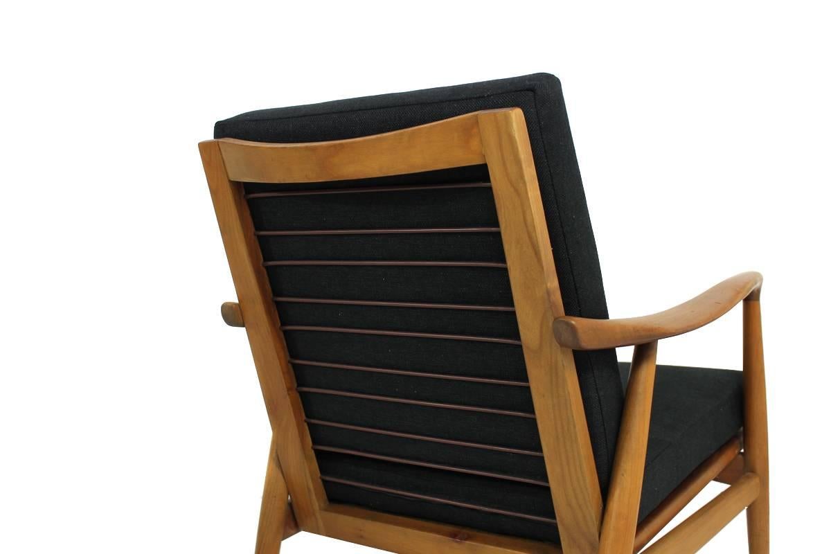Mid-20th Century Pair of beautiful scandinavian Mid Century sculptural walnut Easy Chairs 1960s