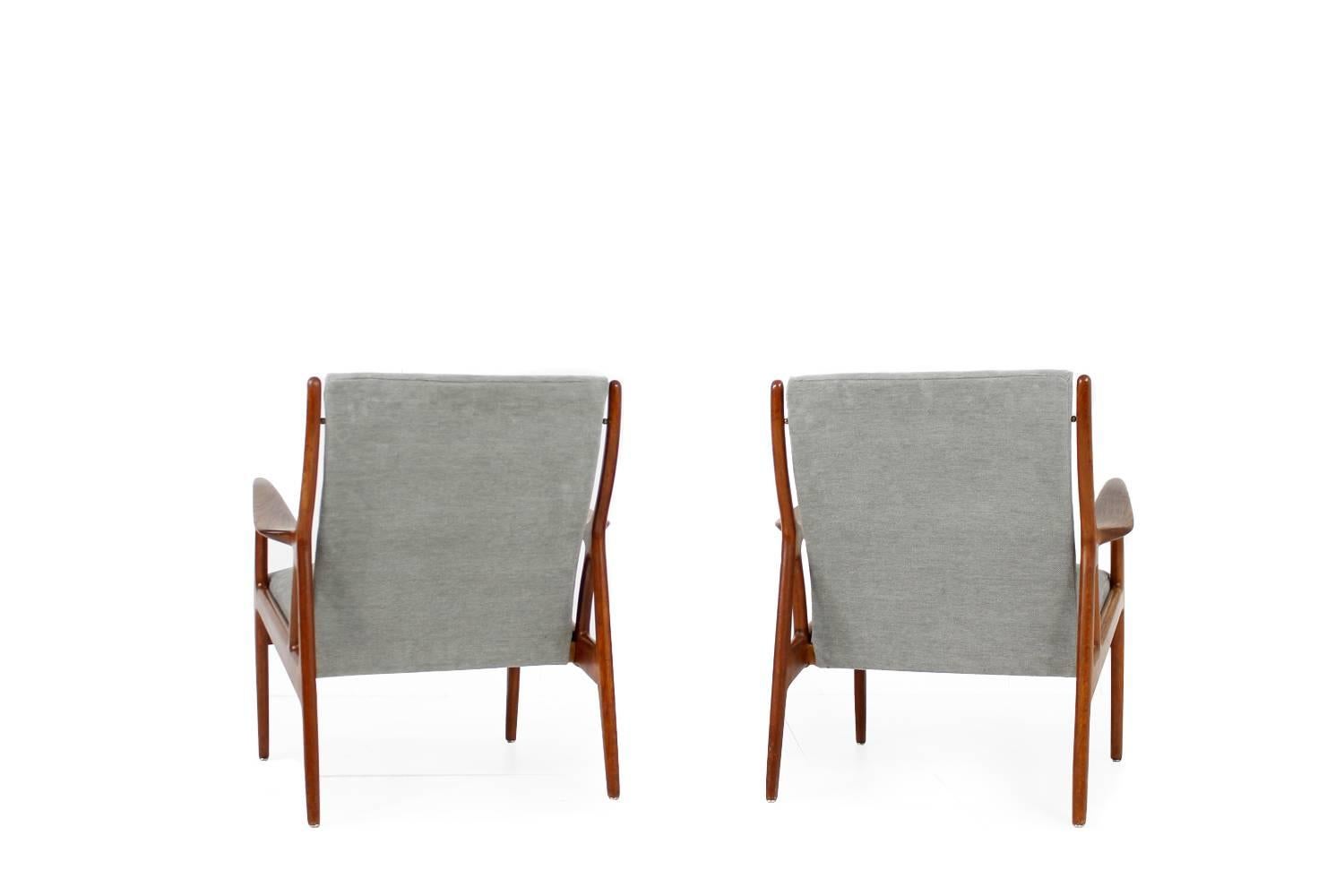 Scandinavian Modern Pair of 1960s Danish Teak Easy Lounge Chairs, Erik Andersen and Palle Pedersen