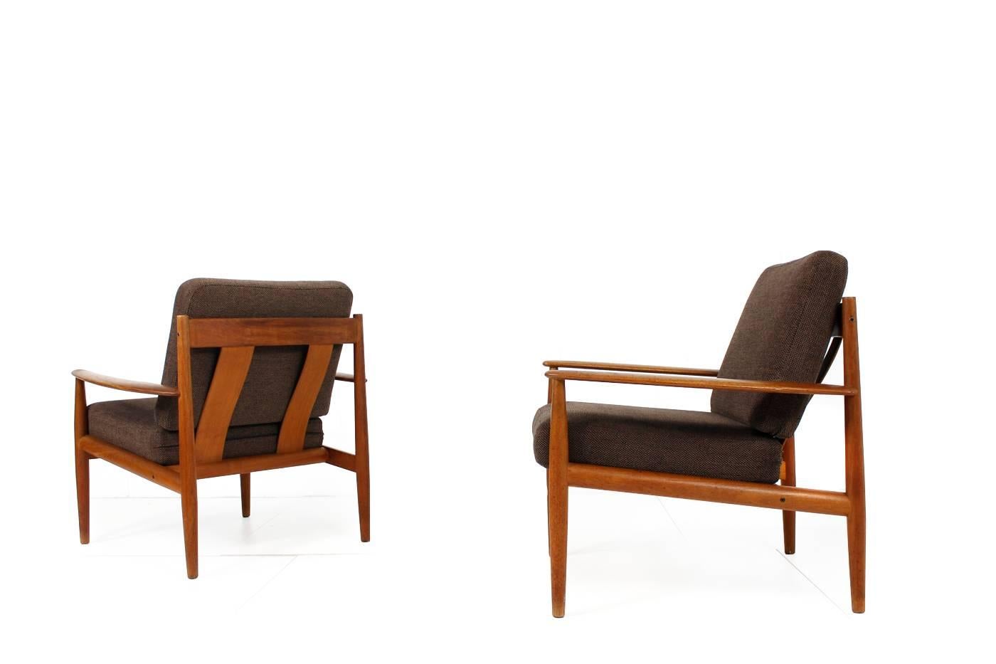 Pair of 1960s Grete Jalk Teak Easy Chairs, France & Son, Denmark, Midcentury 1