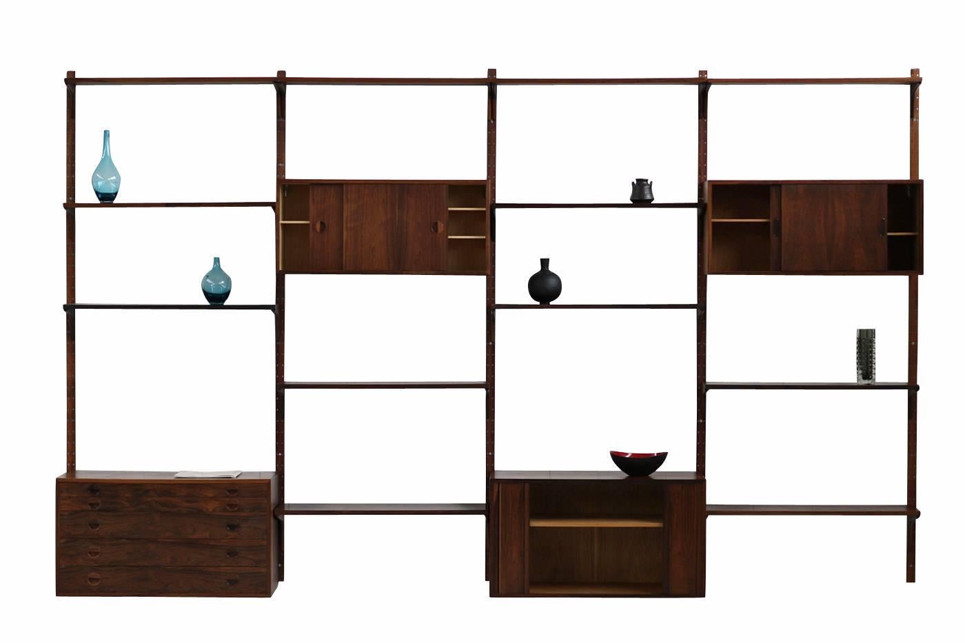 Large Danish 1960s Rosewood Wall Unit by Rud Thygesen for HG Møbler Shelf 2