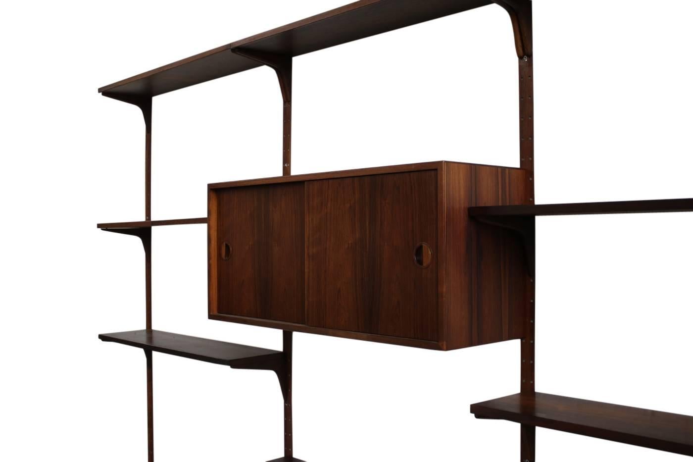 Large Danish 1960s Rosewood Wall Unit by Rud Thygesen for HG Møbler Shelf 4
