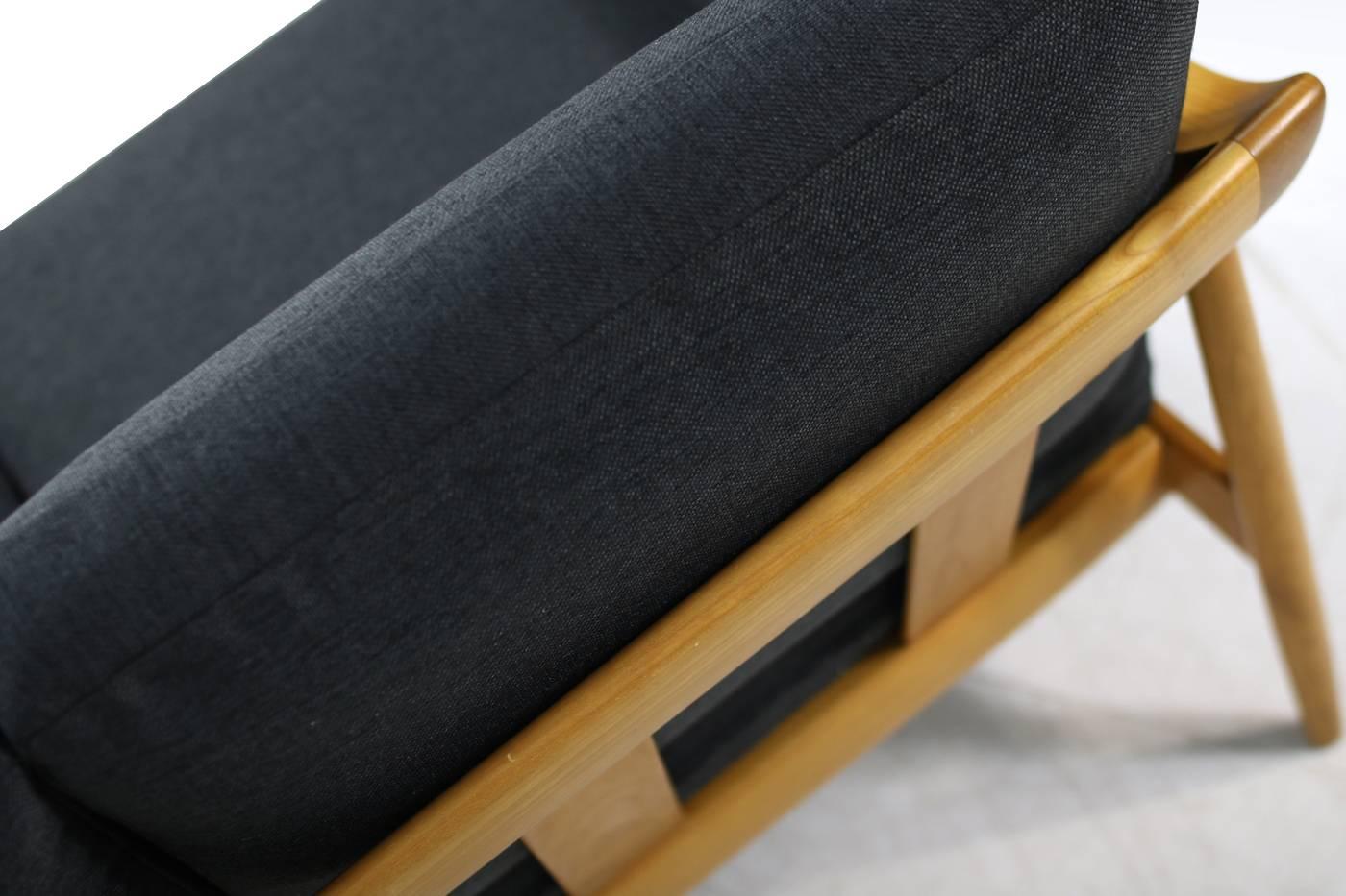 Fabric 1950s Wilhelm Knoll Antimott Cherrywood Sofa Mid-Century Modern New Upholstery