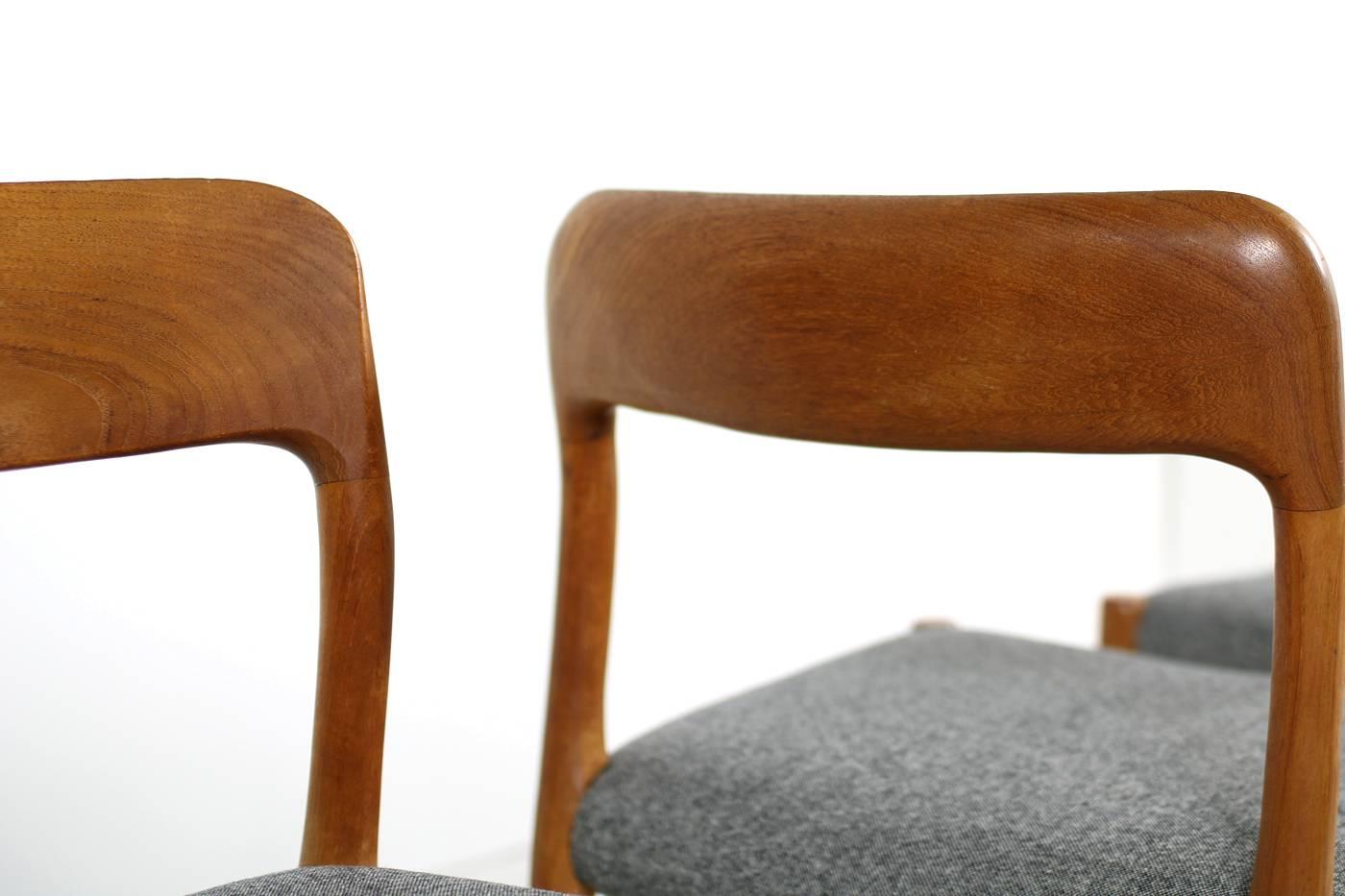 Mid-Century Modern Fantastic Set of Four Niels Moller Teak Dining Chairs Model 75 Danish Modern