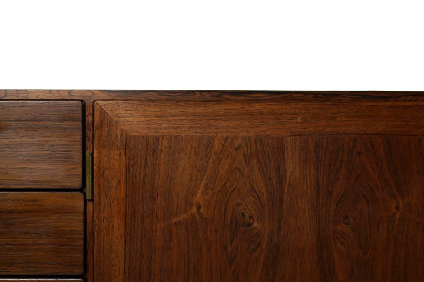 Exclusive 1960s Kai Winding Rosewood Sideboard with Drawers Poul Jeppesen Brass In Excellent Condition For Sale In Hamminkeln, DE