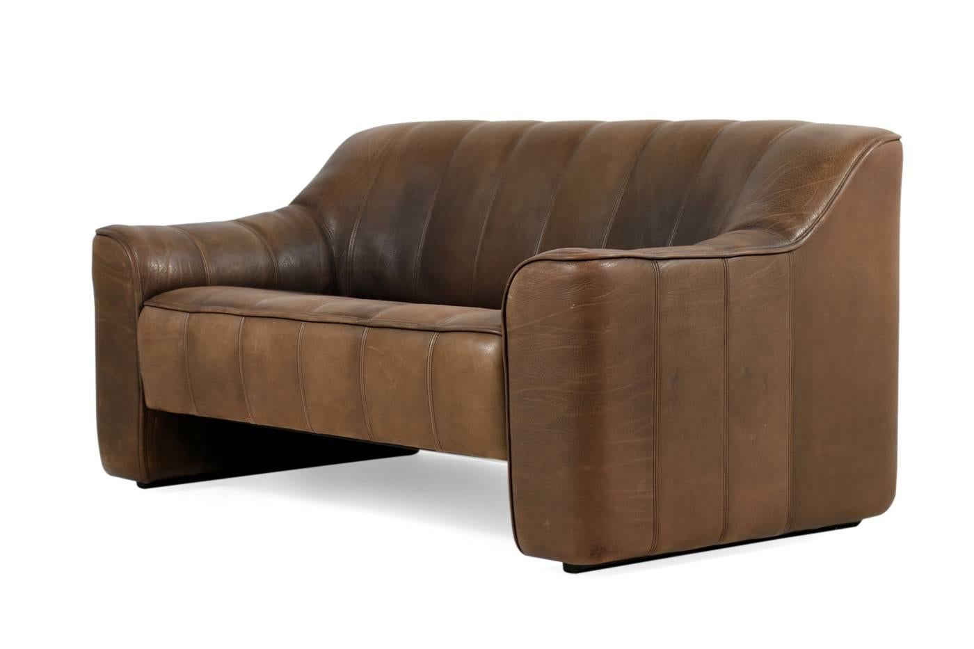 Beautiful 1970s De Sede DS 44 Sofa Set Brown Dark Cognac Buffalo Leather  2