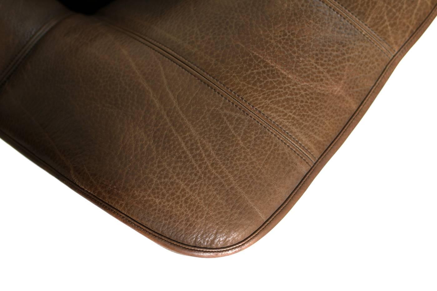 Beautiful 1970s De Sede DS 44 Sofa Set Brown Dark Cognac Buffalo Leather  3