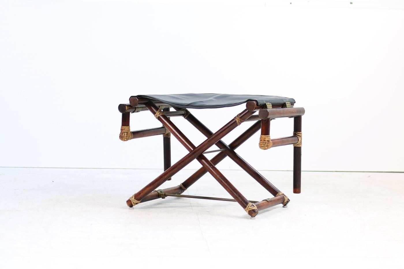Mid-20th Century 1950s McGuire Bamboo & Brass & Leather Folding 'Director's X Chair' 