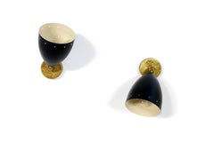 1 of 24 Adjustable Black Italian Sconces Metal and Brass Stilnovo Style