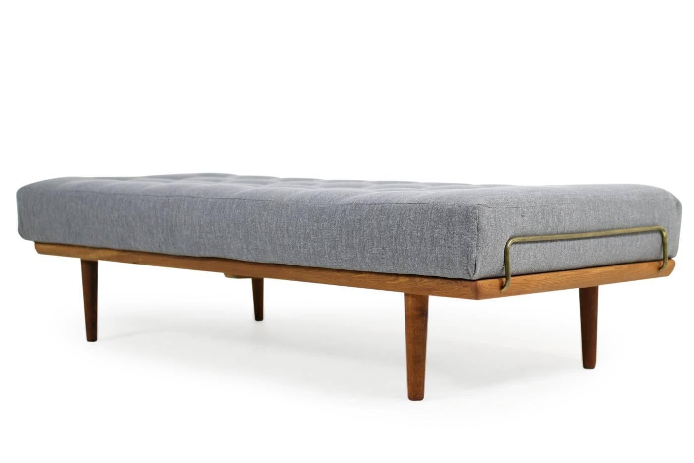 Mid-20th Century Danish 1950s Hans J. Wegner Daybed Model GE19 GETAMA Teak and Brass Sofa Rare