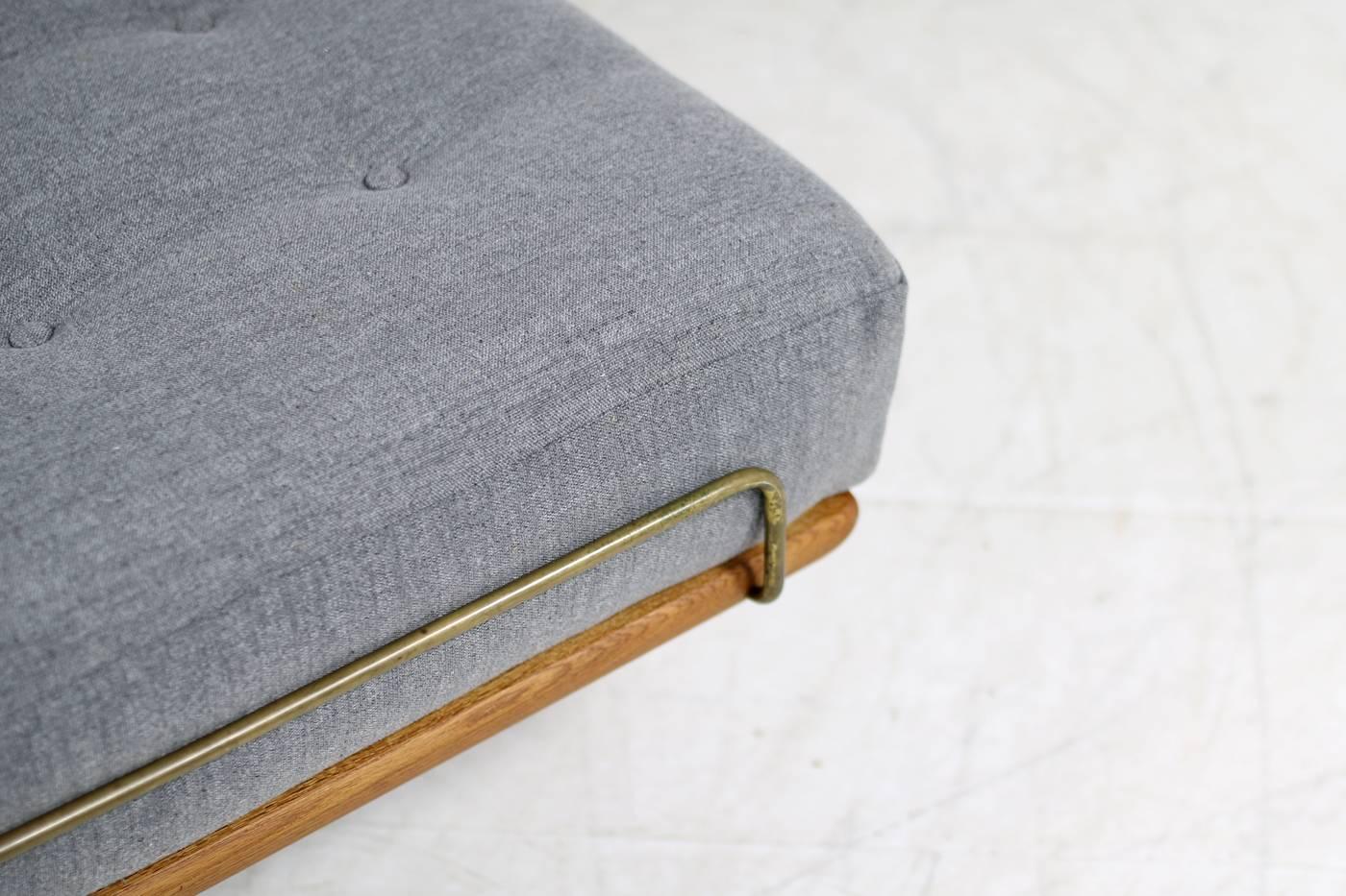 Danish 1950s Hans J. Wegner Daybed Model GE19 GETAMA Teak and Brass Sofa Rare 1